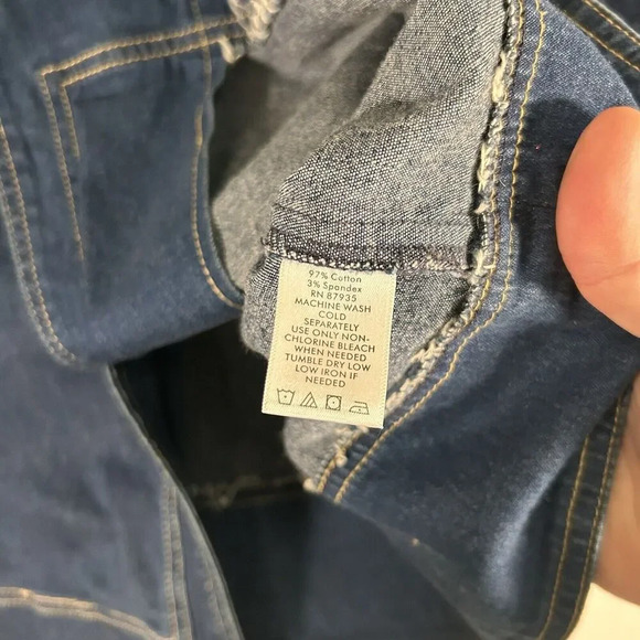 Susan Graver Denim Jacket Women's Large Dark Wash Button Up 3/4 Sleeve Cotton - Picture 5 of 8